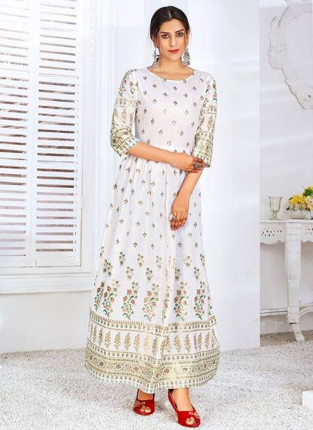 White Colour Minakari 2 Rahul NX New latest Designer Ethnic Wear Rayon Gown Collection 1002